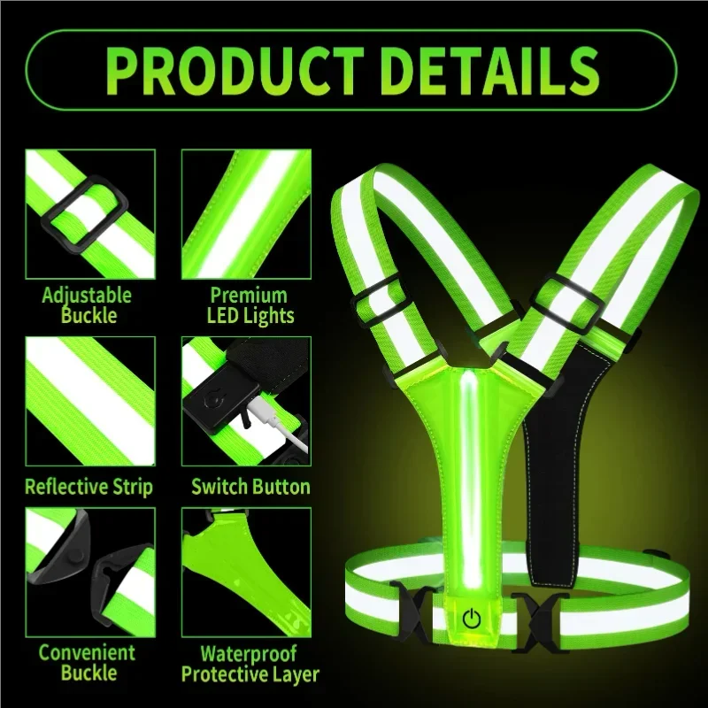 Светоотражающий жилет с LED-по – обзор и цена Reflective Running Gear Vest